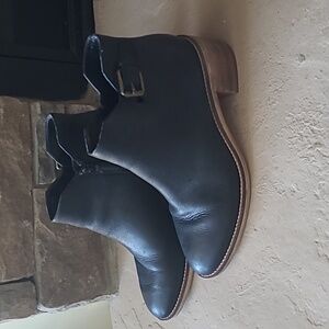 Cole Haan Harrington Grand Buckle Black Leather Women's Ankle Booties Size 7.5B